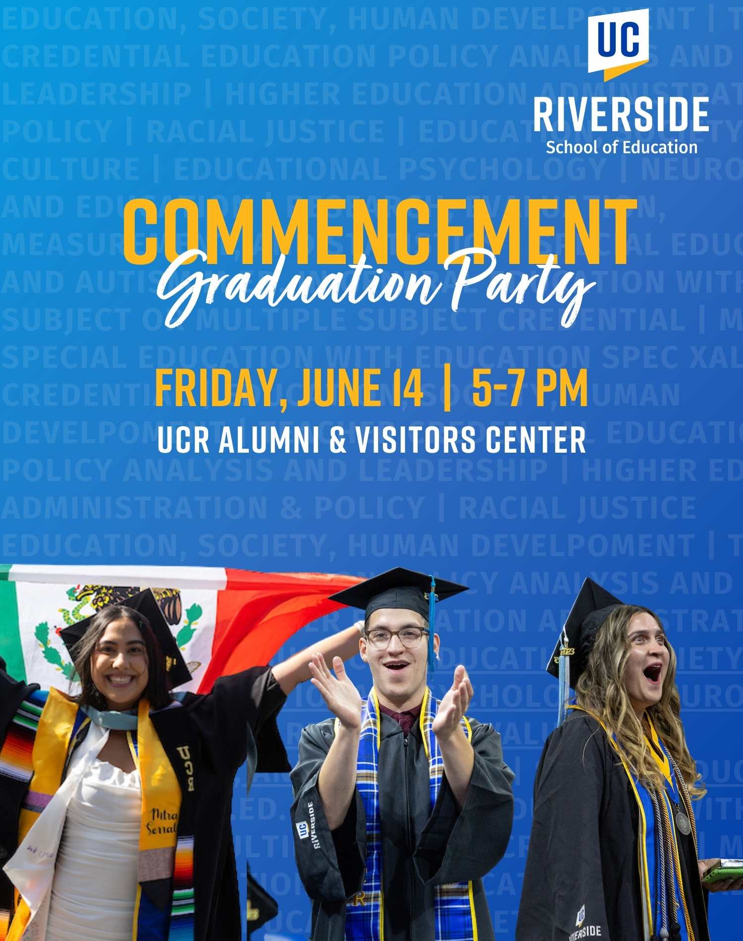 SOE Grad Party Invite.  Friday June 14 at 5pm at the UCR alumni and visitors center.