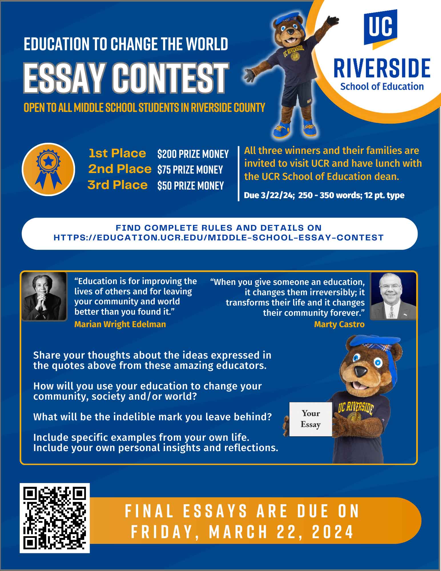Education to Change the World - Essay Contest Flyer