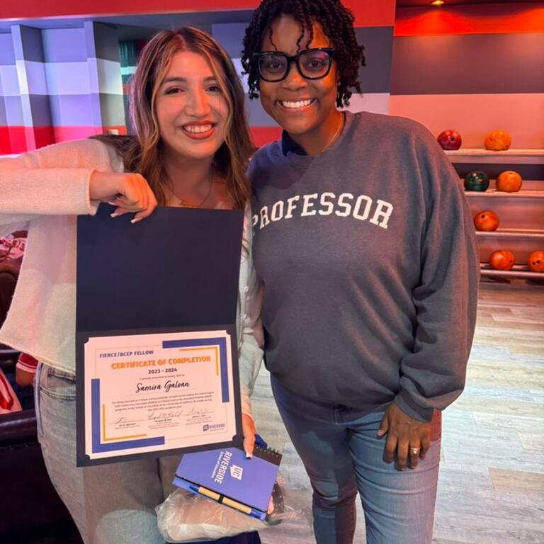 FIERCE and BCEP Scholar holding certificate